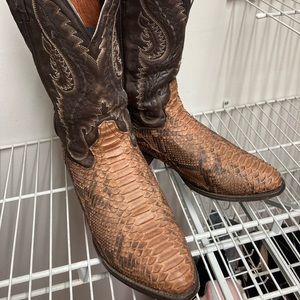Dan Post Authentic Python Skin Cowboy Boots Size 12EW